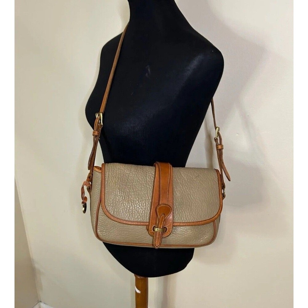 Vintage Dooney & Bourke Equestrian pebbled grain leather Taupe handbag Classic